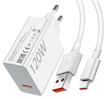 Super Szybka Ładowarka Sieciowa Xiaomi 120W Fast Charge + Kabel Usb-C - Xiaomi