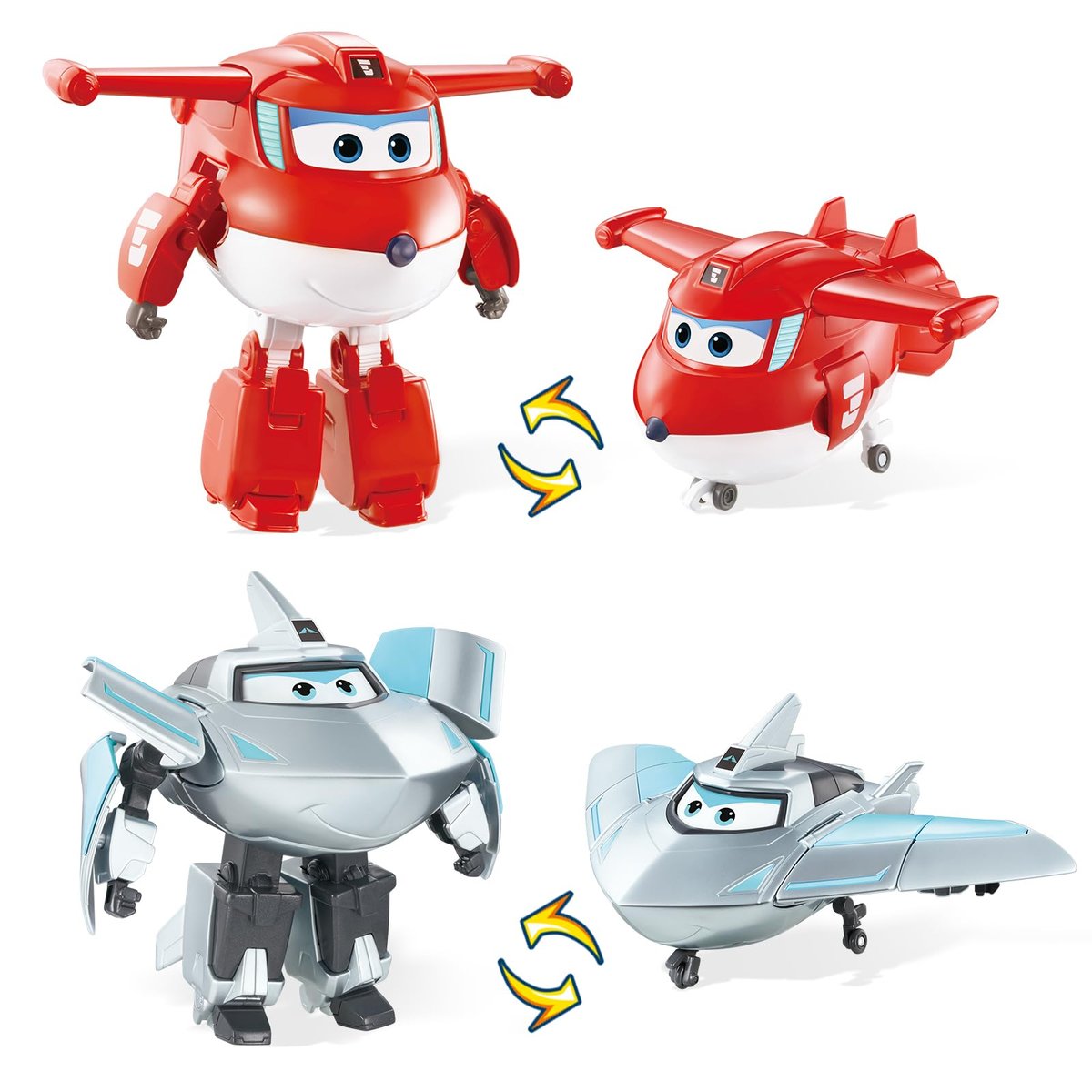 Super Wings 2 Transform-a-Bots 4-Pack, Supercharged Jett, Dizzy, Tino, Golden Boy, Airplane Toys Vehicle Mini Figures, Fun Toys for Kids, Transformable Toy for 3 4 5 Year Old Boys and Girls Super Wings 2 Transform-a-Bots 4-Pack, Supercharged Jett, Dizzy, Tino, Golden Boy, Airplane Toys Vehicle Mini Figures, Fun Toys for Kids, Transformable Toy for 3 4 5 Year Old Boys and Girls