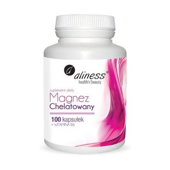 Suplement diety, Aliness MAGNEZ CHELATOWANY 560 mg + Wit B6 - 100 kapsułek - Aliness
