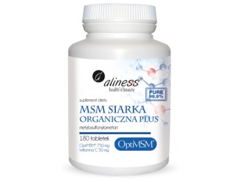 Suplement diety, Aliness, Siarka Organiczna Opti MSM, 180 tabletek - Aliness