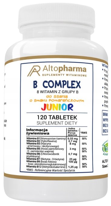 Suplement Diety, AltoPharma, Witamina B Complex 50% RWS, 120 Tabletek ...