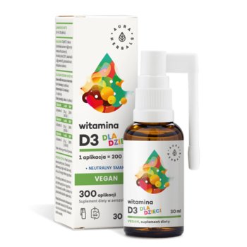 Suplement diety, Aura Herbals, Witamina D3 Vegan dla dzieci, 30 ml - Aura Herbals