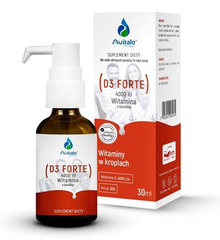 Suplement diety, Avitale by Aliness, Witamina D3 Forte 4000 IU z lanoliny, 30ml - Aliness