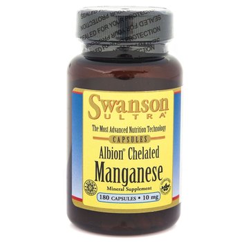 Suplement diety, Chelat manganu SWANSON, 10 mg, 180 kapsułek - Swanson
