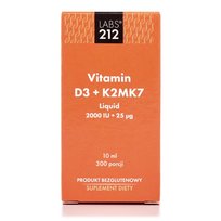 Suplement diety, LABS212 Vitamin D3 + K2MK7 2000IU + 25 ug krople Labs212
