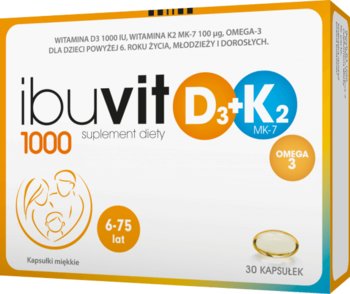 Suplement diety, Medana Pharma, Ibuvit D3 1000+K2 MK-7 Omega 3, 30 kapsułek - Medana Pharma