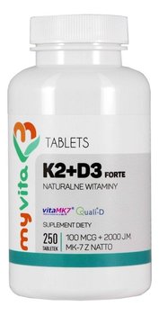 Suplement diety, MyVita, Witamina K2 MK-7 + D3 Forte, 250 tabletek - Proness