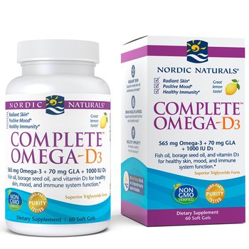 Suplement diety, Nordic Naturals Complete Omega z witaminą D3 i GLA 60 miękkich kapsułek o smaku cytrynowym - Nordic Naturals