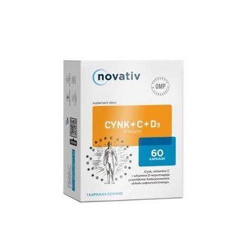 Suplement diety, Novativ, Cynk+C+D3 immuno, 60 kaps. - Inna marka