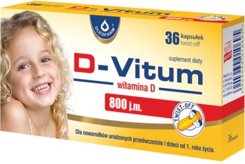Suplement diety, Oleofarm, D-Vitum 800 j.m. witamina D dla niemowląt, 36 kapsułek - Oleofarm