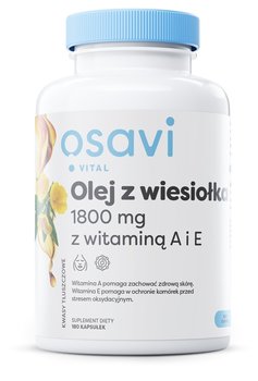 Suplement diety, Osavi - Olej z Wiesiołka z Witaminą A i E, 1800mg, 180 kapsułek miękkich - Osavi