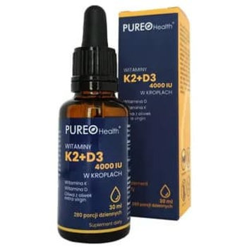 Suplement diety, Pureo Health, witaminy K2 + D3, krople, 30 ml - Pureo Health