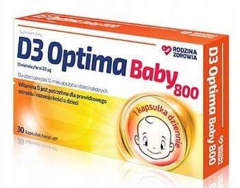 Suplement diety, Rodzina Zdrowia, D3 Optima Baby 800, 30 kaps. - Silesian Pharma
