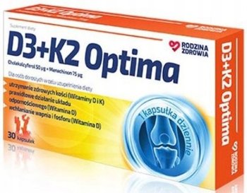 Suplement diety, Rodzina Zdrowia, Witamina D3+K2 Optima, 30 kaps. - Silesian Pharma