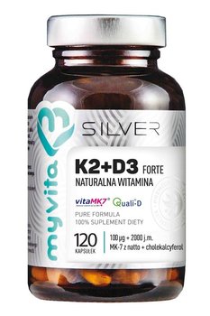 Suplement diety, SILVER 100% Witamina K2+D3 120kaps. (100mcg + 2000IU) MyVita - MyVita