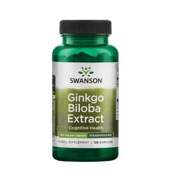 Suplement diety, SWANSON Ginkgo Biloba ekstrakt 60mg, 120kaps. - Swanson