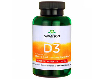 Suplement diety, Swanson, Witamina D-3 5000IU, 250 kapsułek - Swanson