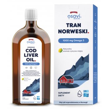 Suplement diety, Tran Norweski Osavi 1000mg Omega 3 (Cytryna - Mięta) - 500 ml. - Osavi