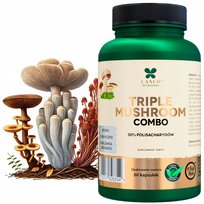 Suplement diety, Triple Mushroom Combo 600mg Soplówka Jeżowata Lions Mane Reishi Kordyceps, 60 kaps. Lanco Nutritions