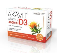 Suplement diety, Vitadiet Akavit  Witamina D3 4000 iu 120 kapsułek - VitaDiet