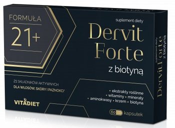 Suplement diety, Vitadiet Dervit Forte Z Biotyną 60 Kaps. Na włosy - VitaDiet