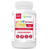 Suplement diety, Wish Cynk Junior Do Ssania 5Mg 60Tabs Raspberry Wish Pharmaceutical