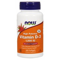 Suplement diety, Witamina D3 1000 IU (360 kaps.) Now Foods