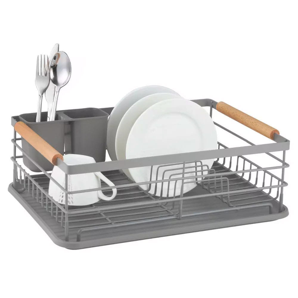 Kinghoff KH-1355 Scolapiatti Compatto 36x30 Cm: Acciaio Con Portaposate Rimovibile