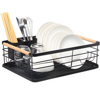 Suszarka Do Naczyń Ociekacz Z Tacką Na Talerze Sztućce Czarna Stojąca Duża