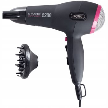 SUSZARKA DO WŁOSÓW Z DYFUZOREM 2200W JONIZACJA ZIMNY NAWIEW TERMOSTAT SOLAC - solac