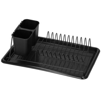 Suszarka metalowa do naczyń i sztućców 24x37,5x12,5 cm ociekacz z tacką czarny - Springos