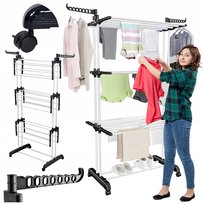 Suszarka na pranie ubrania odzież bieliznę pionowa duża xxl metalowa biała