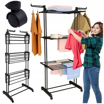 Suszarka na pranie ubrania odzież bieliznę pionowa duża xxl metalowa czarna - Lewer