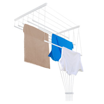 Suszarka Sufitowa Łazienkowa, Ogrodowa, Stalowa, Biała, 7 Prętów 160 Cm - Sepio