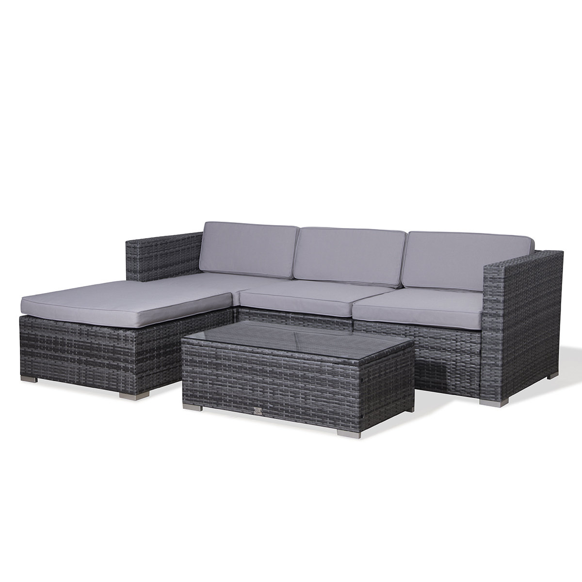 SVITA Brooklyn Tuinmeubelen, polyrotan zitgroep, eetgroep, loungeset, in grijs