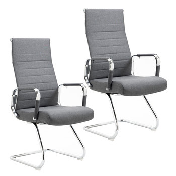 SVITA ELEGANCE COMFORT 2x Krzesło dla odwiedzających z podłokietnikiem z tkaniny w kolorze ciemnoszarym - SVITA