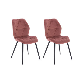 SVITA JAMIE Zestaw 2 krzeseł do jadalni Krzesło tapicerowane bez podłokietników Pokrowiec aksamitny różowy - SVITA