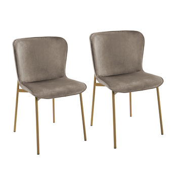 SVITA MARY Zestaw 2 krzeseł do jadalni Krzesło tapicerowane bez podłokietników Krzesło kuchenne Krzesło do salonu Taupe/Gold - SVITA