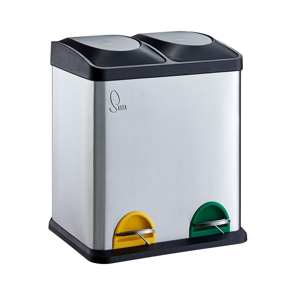 SVITA TC2X15 - Lot de 2 poubelles de cuisine - 30 l - 2 x 15 l - Double