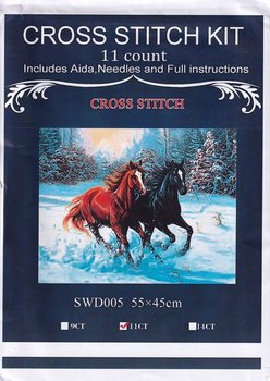 SW-D005 Konie w galopie po śniegu. Zestaw do haftowania krzyżykowego / Koltat - Koltat