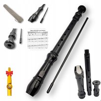 Swan PRO czarny Flet Prosty Szkolny + ETUI + kazoo + tabele chwyty +czyścik