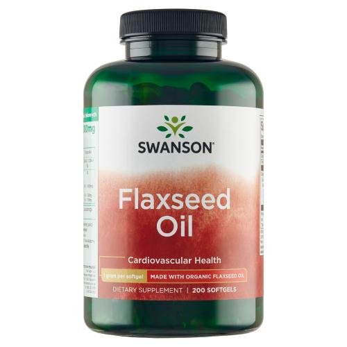 Фото - Вітаміни й мінерали Swanson , Flaxseed Oil 1000 Mg, Suplement diety, 200 kaps. 
