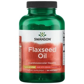 Swanson, Flaxseed Oil, 1000 Mg,  Suplement diety, 100 kaps. - Swanson