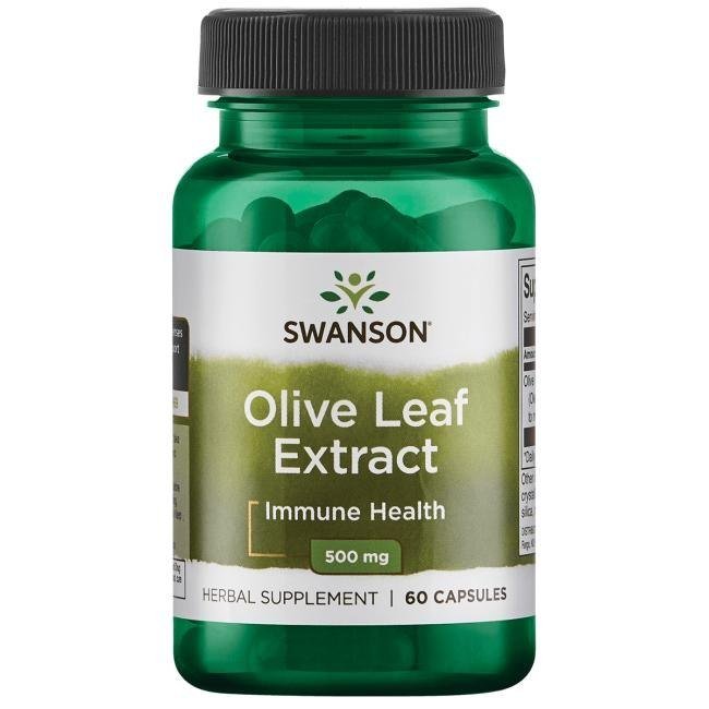 Фото - Вітаміни й мінерали Swanson Suplement diety,  Olive Leaf extract 500mg, 60kaps. - Liść oliwny 