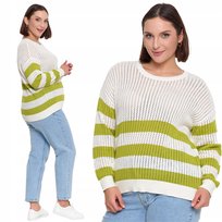 Sweter Damski Ażurowy Bawełna W Paski Sweterkowy Regularny Krój Moraj Xl Patt 2