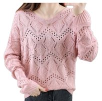 Sweter Damski Ażurowy Różowy Pan i Pani Gadżet