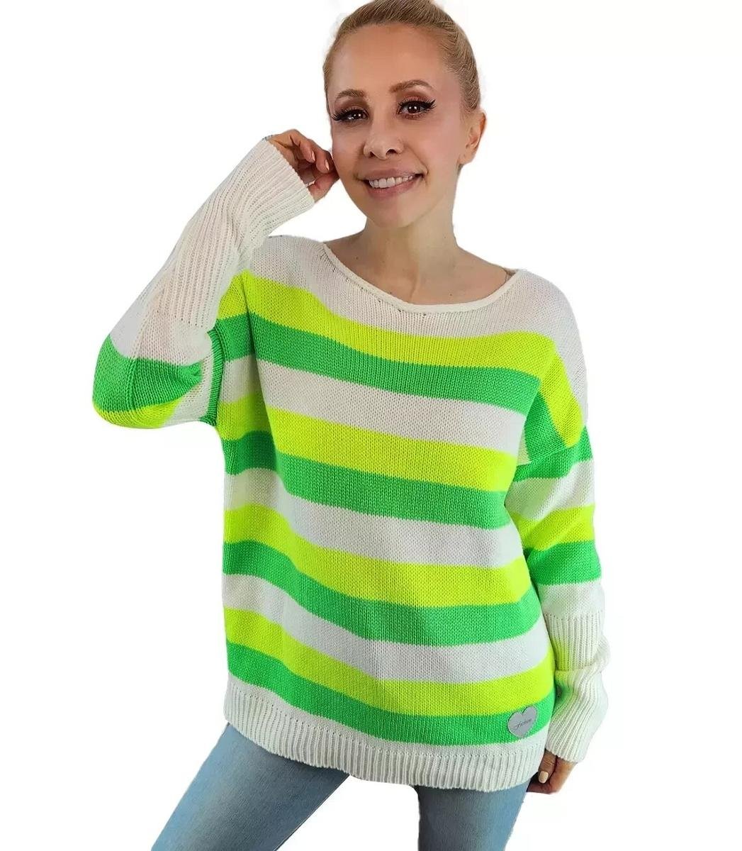 Sweter Damski Dzianina Ciepły Paski Kolory - Agrafka | Moda Sklep EMPIK.COM