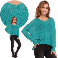 Sweter Damski Klasyczny Ażurowy Cienki Z Długim Rękawem Kobiecy Moraj L Turquoise