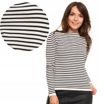 Sweter Damski Klasyczny Z Długim Rękawem W Paski Wiskoza Kobiecy Moraj L White