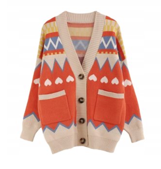 Sweter Damski Pastelowy z Guzikami Czerwony - Pan i Pani Gadżet